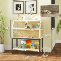 PawHut Hamster Cage on Wheels w/ Storage Shelf, Seesaws, Water Bottle, Hut & Ramps, for Dwarf, Gerbil, Syrian Hamster, Mouse(m-3)