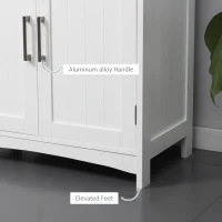 kleankin Pedestal Sink Storage Cabinet, Under Sink Cabinet with Double Doors, Modern Bathroom Vanity Cabinet with Adjustable Shelves, White(m-6)