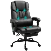 Vinsetto Massage Office Chair with 6 Vibrating Points, High Back Reclining Office Chair with Footrest and Remote, Black(m-1)