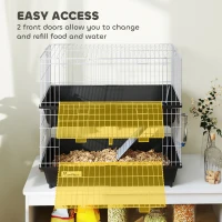 PawHut 2-Tier Small Animal Cage with 2 Doors, Trays, Dish, Bottle, and Ramp for Bunny, Ferret, Chinchilla, Black(m-4)