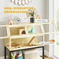 PawHut Hamster Cage on Wheels w/ Storage Shelf, Seesaws, Water Bottle, Hut & Ramps, for Dwarf, Gerbil, Syrian Hamster, Mouse(m-6)