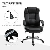 Vinsetto High Back Executive Office Chair Adjustable Desk Seat Swivel PU Leather Computer Chair with Padded Armrests(m-5)