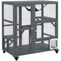 PawHut Cat House, Indoor Cat Enclosure on Wheels with Openable Top, 39"(m-12)