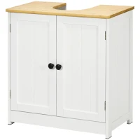 kleankin Bathroom Vanities Under Sink Storage Cabinet Cupboard with 2 Doors, 23.5" x 11.75" x 24", White(m-11)