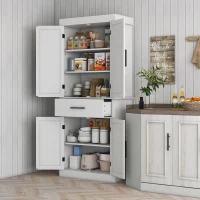 HOMCOM 72" Tall Kitchen Cabinet, Kitchen Pantry Cabinet with Barn Doors, Drawer, 5-Tier Shelf and Adjustable Shelves, White(m-2)