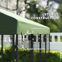 PawHut Outdoor Dog Kennel with Rotating Bowl Holders, Pet Playpen with Waterproof Cover, 8' x 4' x 6', Green(m-7)