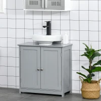 kleankin Bathroom Vanities, Bathroom Sink Cabinets with U-Shape Cut-Out and Adjustable Internal Shelf, Gray(m-2)