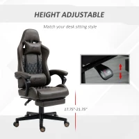 Vinsetto Racing Gaming Chair Diamond PU Leather Office Gamer Chair High Back Swivel Recliner with Footrest, Lumbar Support, Adjustable Height, Brown(m-4)