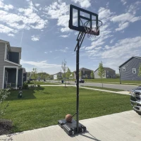 Soozier 7.7-10' Basketball Hoop, Freestanding Basketball System with 43" Shatterproof Backboard and Wheels(m-9)