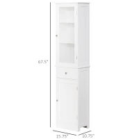 kleankin Slim Bathroom Storage Cabinet, Tall Bathroom Cabinet, Narrow Linen Tower with Acrylic Door, Drawer and Shelves, White(m-3)