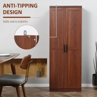 HOMCOM 63" 2-Door Kitchen Pantry, Freestanding Storage Cabinet with 5-tier Shelving and 2 Adjustable Shelves for Dining Room, Brown(m-6)