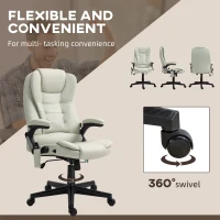 Vinsetto 6 Point Vibrating Massage Office Chair with Heat, Microfiber Massage Desk Chair with Reclining Backrest, Beige(m-8)