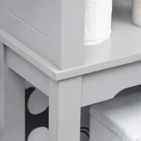 kleankin Modern Over The Toilet Storage Cabinet, Double Door Bathroom Organizer with Inner Adjustable Shelf and Open Shelf, Gray(m-9)