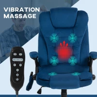 Vinsetto 6 Point Executive Office Chair with Heat, Velvet High Back Vibrating Massage Office Chair, Drak Blue(m-4)