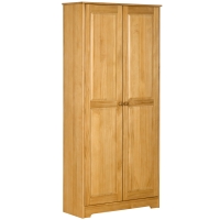 HOMCOM 67" Pinewood Kitchen Pantry Storage Cabinet, Freestanding Cabinets with Doors and Shelves, Dining Room