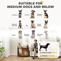PawHut 30 Inch Dog Crate Furniture, Indoor Pet Kennel Side Table with Rotatable Bowls, 2 Anti-Escape Doors, for M Dogs, Oak(m-7)