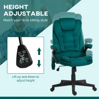 Vinsetto 6 Point Executive Office Chair with Heat, Velvet High Back Vibrating Massage Office Chair, Dark Green(m-5)
