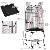 PawHut 60" Large Bird Cage with Openable Top for Cockatie, Sun Conure(m-3)