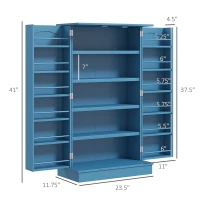HOMCOM Freestanding Kitchen Pantry Cabinet, Kitchen Cabinet with 12 Door Shelves, Double Doors, 5-tier Shelving, Blue(m-3)