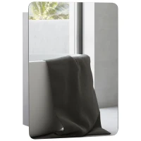 kleankin 18'' x 26''/46cm x 66cm Wall Mount Bathroom Medicine Cabinet Mirror Sliding Door with 3-Tier Storage Shelf, Stainless Steel, for Living Room Bedroom Office(m-1)