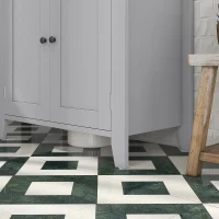 kleankin Bathroom Vanities, Pedestal Sink Cabinet with U-Shaped Cut-out and Adjustable Shelf, Gray(m-9)