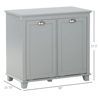 HOMCOM Dual Tilt out Laundry Hamper Cabinet, Bathroom Storage Cabinet with 2-Compartment Hamper, Modern Bathroom Floor Cabinet for Washroom, Gray(m-3)