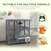 PawHut Cat House, Indoor Cat Enclosure on Wheels with Openable Top, 39"(m-8)