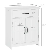 kleankin Bathroom Storage Cabinet, Modern Bathroom Cabinet with 2 Doors, Storage Drawer & Adjustable Shelf, White(m-3)