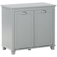 HOMCOM Dual Tilt out Laundry Hamper Cabinet, Bathroom Storage Cabinet with 2-Compartment Hamper, Modern Bathroom Floor Cabinet for Washroom, Gray(m-11)