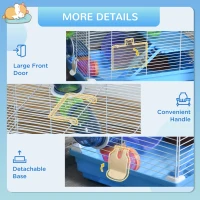 PawHut 2-Level Hamster Cage Rodent Gerbil House Mouse Mice Rat Habitat Metal Wire with Exercise Wheel, Play Tubes, Water Bottle, Food Dishes, & Interior Ladder(m-6)