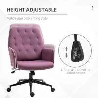 Vinsetto Spandex Home Office Chair, Tufted Height Adjustable Computer Desk Chair with Swivel Wheels and Padded Armrests, Purple(m-4)