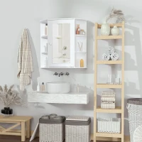HOMCOM Bathroom Medicine Cabinet with Mirror, Bathroom Mirror Cabinet, Wall Mount Mirror Medicine Cabinet with Multiple Storage Shelves, White(m-4)