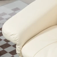 HOMCOM PU Leather Recliner Chair with Ottoman, Swivel Recliner and Ottoman with Round Wrapped Base for Living Room, Cream White(m-8)