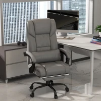 Vinsetto Massage Office Chair with 6 Vibrating Points, High Back Reclining Office Chair with Footrest and Remote, Gray(m-9)