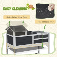 PawHut Tortoise Enclosure Tortoise House w/ Adjustable Lamp Holder, Storage Shelf, Removable Main House, Openable Lid, Gray(m-6)