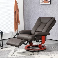 HOMCOM Modern RV Recliner Chair, PU Leather Swivel Recliner Armchair with Footrest for Living Room, Brown(m-2)