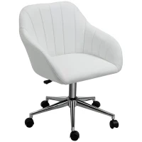 Vinsetto Mid Back Home Office Chair Computer Desk Chair with PU Leather, Adjustable Height, Swivel Wheels for Study, Bedroom, White(m-11)