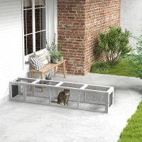 PawHut Wooden Cat Run with Weather Protection, Connecting Inside and Outside, 79"L x 15"W x 15"H, White(m-2)