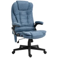 HOMCOM Massage Office Chair, Heated Reclining Computer Chair with 6 Vibration Points, Armrest and Remote, Blue(m-1)