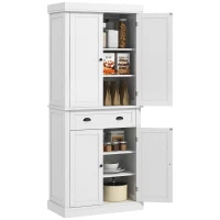 HOMCOM 72.5" Kitchen Cabinet, Pantry Storage Cabinet with Doors and Shelves, Freestanding Food Pantry Cabinet, White Wood Grain(m-11)