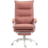 Vinsetto Executive Massage Office Chair with 6 Vibration Points, Microfiber Computer Desk Chair, Heated Reclining Chair with Footrest, Armrest, Double Padding, Pink(m-11)