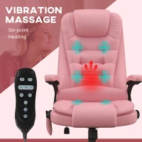HOMCOM Massage Office Chair, Heated Reclining Computer Chair with 6 Vibration Points, Armrest and Remote, Pink(m-7)