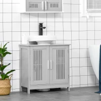 kleankin Under Sink Pedestal Storage Bathroom Cabinet, Gray(m-2)