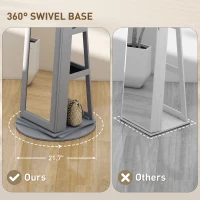 HOMCOM 360° Swivel Jewelry Armoire, Lockable Jewelry Cabinet with Full-Length Mirror, Storage Shelves, Gray(m-5)