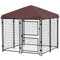 PawHut 4.6' x 4.6' x 5' Dog Kennel Outdoor with Waterproof Canopy, Large Door(m-1)