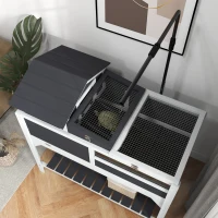 PawHut Tortoise Enclosure Tortoise House w/ Adjustable Lamp Holder, Storage Shelf, Removable Main House, Openable Lid, Gray(m-9)