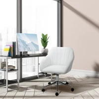 Vinsetto Mid Back Home Office Chair Computer Desk Chair with PU Leather, Adjustable Height, Swivel Wheels for Study, Bedroom, White(m-10)