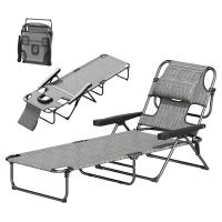 Outsunny Folding Lounge Chair w/ Reclining Back, Mixed Grey(m-2)