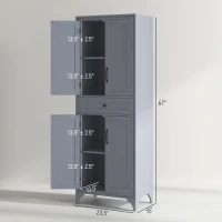 HOMCOM 67" 4-Door Kitchen Pantry with Drawer and Adjustable Shelves, Gray(m-3)