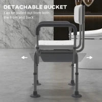 HOMCOM 3-in-1 Shower Chair with Back and Arms, Height Adjustable Bedside Commode, Raised Toilet Seat with Non-Slip Rubber Foot Pad for Seniors, Disabled, White(m-5)